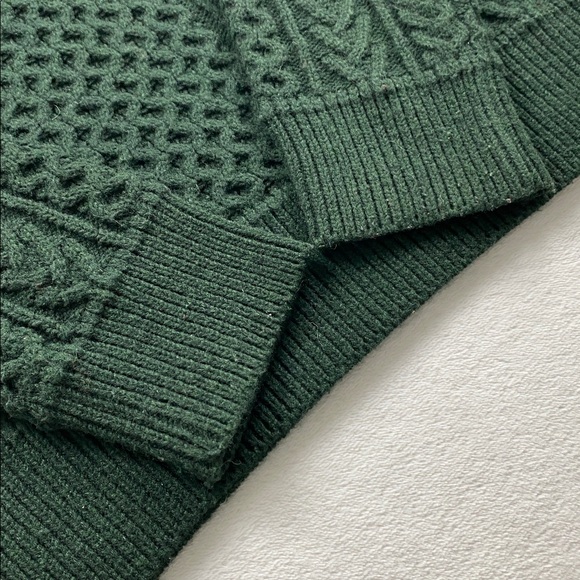 Uniqlo Low Gauge Multi Knit Crewneck Long Sleeve Pullover Sweater (Dark Green) - Picture 10 of 16